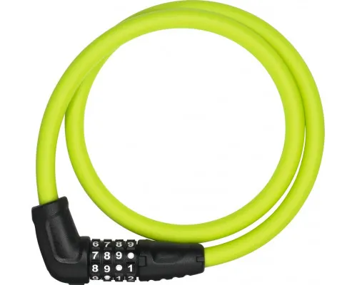 Замок  вело трос 12мм, кодовый 4-х разр, Numerino 5412C/85см класс защиты 3/15, 300гр,  лаймовый ABU