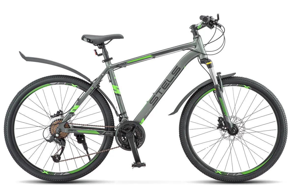 Велосипед STELS Navigator-640 D 26"   19" Антрацитовый/зеленый V010