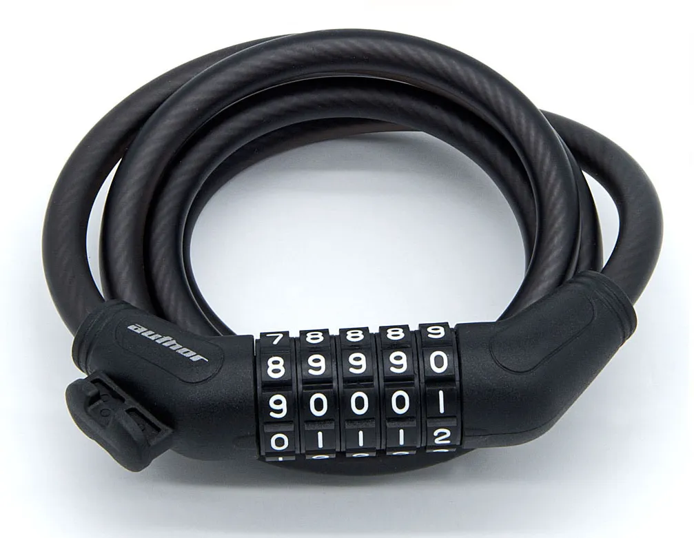 Замок вело кодовый ASL-44 (5 разрядов) SpirCod 10х1000мм, 245гр, черный матовый AUTHOR